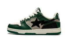 SK8 STA #1 L 0ZXSHW291010J GRA Sk8 Sta, Bape Shoes, Stadium Goods, Bathing Ape, A Bathing Ape, Green Shoes, Leather Fabric, Street Wear, Sneakers