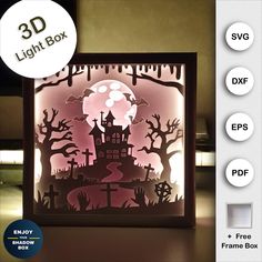 the 3d light box is designed to look like a halloween scene