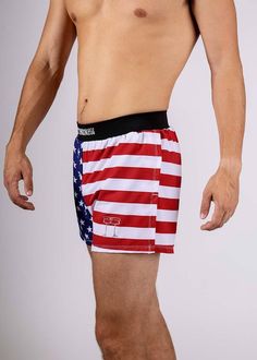 ChicknLegs men's USA 4 half split running shorts closeup shot of the side split. American Flag Shorts, 140 Lbs, Running Shorts Men, Split Legs, Chicken Legs, Hug You, Man Running, Side Split, Fun Prints