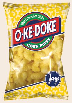 a bag of o - ke - doke corn puffs