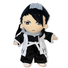 an image of a stuffed doll that looks like it is wearing black and white clothes