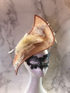 Pink silk cream with lace fascinator hats with elegant  design easy to match with light colour dress. Our workshop based in Hong Kong   Designed by Angel Wong. Based in HongKong, Angel founded Angel Wong Image (http://www.angelwongimage.com/) 12 years ago in 2004. She plays a double role as professional makeupartist and headpiece/millinery designer. She perceives and interprets aesthetics in a comprehensive way, which makes her pursue creating harmony of the total look. She is good in designing large-scale fashion pieces exuding a sense of elegance and sophistication yet fun. Website www.angelwongimage.com Fb page: https://www.facebook.com/angelwongimage Lace Fascinator, Cream Fascinator, Ivory Hat, Luxury Headbands, White Fascinator, Competition Hair, Crystal Wedding Tiaras, Runway Jewelry, Fascinator Wedding