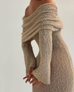 Yipinpay Knit Hollow Out Off-Shoulder Maxi Dress Female Cover up Loose – yipinpay Beach Holiday Dresses, Long Knitted Dress, Sweater Maxi Dress, Fitted Maxi Dress, Loose Maxi Dress, Fitting Dress, Loose Sweater, Yoga Shorts, Long Sleeve Bodycon