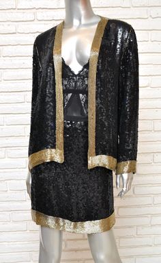 Elegant Winter Sets For Night Out, Elegant Winter Night Out Sets, Elegant Holiday Party Sets, Elegant Sequined Sets For Fall, Elegant Fall Sequin Sets, Glamorous Formal Sequined Sets, Glamorous Formal Sets With Sequins, Glamorous Sequined Sets For Formal Occasions, Black Sequined Formal Set