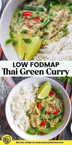 low fodmap thai green curry with rice and vegetables