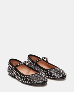 VINETTA-R Rhinestones Ballet Flat | Women's Flats – Steve Madden Mary Jane Flats Outfit, Stud Aesthetic, Rhinestone Ballet Flats, Ballet Flats Outfit, Mary Jane Shoe, Steve Madden Flats, Mary Jane Shoes Flat, Mary Jane Ballet Flats, Studded Shoes