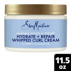 Hair Curling Cream, Honey And Yogurt, Curly Hair Cream, Shea Moisture Manuka Honey, Hair Styling Cream, Whipped Yogurt, Curl Enhancer, Honey Yogurt, Curl Defining Cream