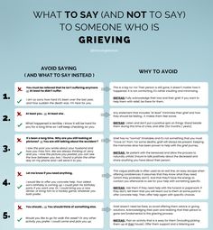 a poster with the words, what to say and not to say to someone who is giving