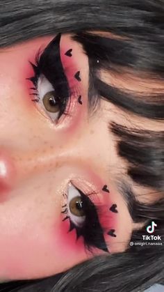 Pink Egirl Make Up, Pink Emo Makeup, Pink Egirl Makeup, Egirl Eyeshadow, Pink Grunge Makeup, Kawaii Eyeliner, Pink Alt Makeup, Kawaii Eyeshadow