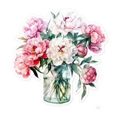 a vase filled with lots of pink and white flowers