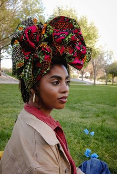 Women’s full head scarf made with multicolored African fabric. This scarf measures 72” x 18”, and can fully cover the head depending on the style you time. You can also style it however you want! Hand wash and hang to dry. Please note that there may be factors that could affect the perceived color of an item such as computer/phone screens. Also, due to different patterns and how the fabric is cut, each headwrap may look slightly different. This however, only makes your headwrap even more unique Head Scarfs, African Fabrics, Phone Screens, Matching Accessories, African Fabric, The Head, Different Patterns, Scarfs, Head Scarf