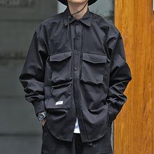 Japanese Loose Multi-pocket Shirt – stylesock Oversized Relaxed Shirt With Pockets, Oversized Streetwear Shirt With Pockets, Solid Button-up Shirt With Pockets, Streetwear Relaxed Fit T-shirt With Pockets, Military Streetwear Shirt With Pockets, Pocket Shirt, Shoulder Sleeve, Japan