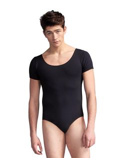 Short Sleeve Leotard w/ Round NecklineThe Short Sleeve Leotard with Round Neckline gives men ultimate comfort while in the studio. This lined leotard features a classic scoop front and back. Made of a Tactel® nylon and Lycra® spandex blend that is soft, resilient and moisture wicking. This blend dries eight times faster than cotton to keep you dry while working up a sweat. Product Features: Men's short sleeve leotard 92% Tactel® Nylon, 8% Lycra® Spandex Full front lining Scoop front and back Bal Boys Leotard, Mens Leotard, Cute Dance Costumes, Ballet Legs, Dance Attire, Ballet Boys, Leotard Bodysuit, Leotards Ballet, Dance Leotards