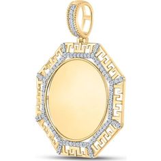 Witness the wonder of artisanal craftsmanship with this stunning 10K Yellow Gold Picture Memory Octagon Charm Pendant. This piece is more than just jewelry; it’s a keepsake designed to hold cherished memories close to your heart. The octagonal design, an emblem of timeless elegance, is meticulously framed by a Greek key motif, symbolizing eternal love and unity. The shimmering 1/4 carat of round diamonds set in a prong setting adds a sparkling halo, accentuating the pendant’s classic shape and p Memory Design, Diamond Picture, Round Diamond Setting, Signature Jewelry, Delicate Necklace, Sparkle Diamonds, Everyday Jewelry, Jewelry Gift Box, Round Diamond