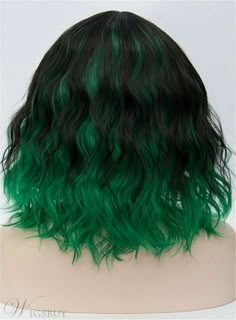 Spooky Hair Color, Black And Green Hair, Green Hair Color, Jumbo Box Braids, Wig With Bangs, Relaxed Hair, Hair Dye Colors