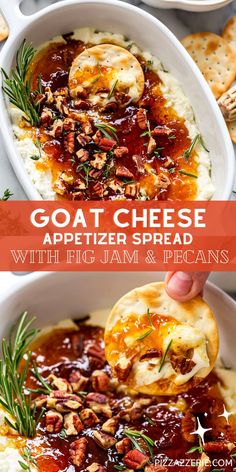 goat cheese dipper spread with fig jam and pecans