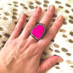 New Hot Pink Stone Ring 14k Gold Over Brass Open Back For Adjustable Fit Tags/Other Listings, Boho, Free People, Kendra Scott, Onyx, Howlite, Buffalo Turquoise, Anthropologie, Betsey Johnson, Genuine, Authentic, Birthstone, Bohemian, Tribal, Hippie, Gemstone, Navajo, American, Southwestern, Urban Outfitters, Lucky Brand, Rachel Zoe, Rose Quartz, Pearl, Jade, Jasper, Diamond, Crystal, Lapis, Larimar, Peridot, Amethyst, Ruby,Citrine, Shell, Gold, Sterling Silver, Raw, Healing, Meditation, 14k, 10k Handmade Pink Rings In Fine Jewelry Style, Handmade Pink Ring In Fine Jewelry Style, Handmade Pink Fine Jewelry Ring, Pink Oval Rings For Party, Pink Open Ring For Party, Pink Open Ring, Unique Pink Open Ring, Fine Jewelry Pink Stone Setting Jewelry, Pink Fine Jewelry With Stone Setting