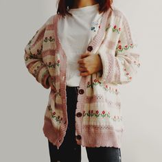 Open knit cardigan with alternating strips of flowers and stripes. Fits S-L 21" across shoulders 48" chest 24" length Stripe Cardigan, Open Knit Cardigan, Striped Cardigan, Floral Stripe, Open Knit, 2 Colours, Knit Cardigan, Kimono Top, Stripes