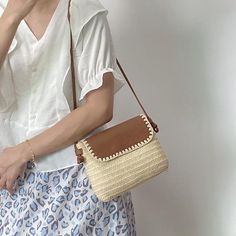 Straw Woven Shoulder Bag with Leather Flap, Women's Purse – Elena Handbags Beige Straw Shoulder Bag With Adjustable Strap, Travel Shoulder Bag In Woven Leather And Rattan, Beige Straw Crochet Bag For Day Out, Cream Woven Straw Bag For Day Out, Rectangular Straw Bags For Day Out, Beige Braided Bags For Day Out, Woven Straw Crossbody Bag For Travel, Straw Crossbody Travel Bag, Straw Crossbody Bag For Travel