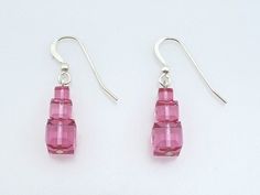 Montessori Pink Tower Earrings, Swarovski Pink Cube Earrings, Pink Towers, Montessori Jewelry White Tassel Earrings, Cube Earrings, Green Amethyst Earrings, Denim Earrings, Bullet Earrings, Silver Chandelier Earrings, Number System, Wooden Cubes, Montessori Materials