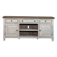 an entertainment center with two doors and drawers