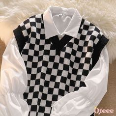 Check Vest, Fashion Top Outfits, Girls Vest, Checker Print, Shirt Vest, Tomboy Style Outfits, Quick Outfits, Tomboy Fashion