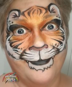 Tiger Cub face painting by Denise Cold of Painted Party face painting www.PaintedParty.com Best Face Painting, Tiger Face Painting, Cool Face Paint, Animal Face Paintings, Kids Night, Tiger Cub, Tiger Face, Best Face, Animal Faces