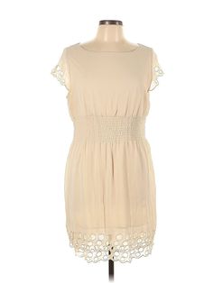 Bar III Casual Dress Size: Large Tan Dresses - used. 100% Polyester, Crew Neck, Solid, Short, Short Sleeve | Bar III Casual Dress: Tan Solid Dresses - Used - Size Large Tan Dresses, Solid Dress, Casual Dresses For Women, Casual Dress, Casual Dresses, Women Handbags, Crew Neck, Womens Dresses, Bar