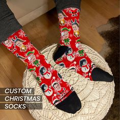 Personalize these comfy socks for your friends and loved ones and show appreciation for them this Christmas.We know how hard it may be to find a truly unique gift for your family and loved ones that he or she will actually like and will make you stand out from the crowd.Well, good news is that our socks do just that!Show your individuality by customizing these socks with multiple faces on a variety of cartoon bodies to choose from!You and your loved ones are truly unique so this gift should be n Fun Christmas Gift Socks, Novelty Christmas Gift Socks, Fun Red Socks For Gifts, Novelty Socks For Winter Gift, Novelty Winter Socks For Gift, Novelty Winter Socks As Gift, Novelty Winter Socks For Gifts, Cartoon Bodies, Customized Socks