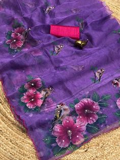 Package Contains: Saree, Blouse, Petticoat Beautiful Soft pure organza handwork sarees for your upcoming festive or party or marriage entry... 😊It has all over Digital print with handwork (Khatli) work on Digital printed saree.  😊Saree having all side aarco work with contrast matching Saree: -5.5 mtr Blouse: - banglori  Saree is made with fully handwork no machine work.   With FREE Saree foll and Piko with matching petticoat. Our Services- Stitching service is also available on customer demand Handwork Saree, Khatli Work, Machine Work, Saree For Women, Elegant Saree, Printed Saree, Indian Saree, Printed Sarees, Indian Sarees