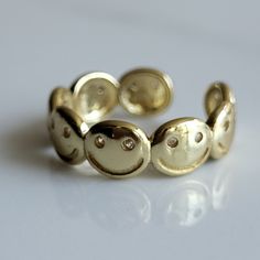 14K Gold plated Smiley Face with Zirconia Stone Eyes Adjustable size ring  Tarnish free and Hypoallergenic  Water Resistance Jewelry  Happy Smiley Hippy Fun Ring Smiley Face Jewelry, Gold Plates, Face Jewellery, Rings Cool, Water Proof, Adjustable Ring, Smiley Face, Adjustable Rings, Ring Gift