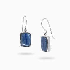 Cabochon Kyanite Drop Earrings Blue Polished Drop Earrings, Blue Drop Earrings With Polished Finish, Sapphire Tanzanite Jewelry With Matching Earrings, Silver Tanzanite Drop Earrings, Tanzanite Earrings As A Gift, Sapphire Tanzanite Earrings For Gifts, Sapphire Tanzanite Earrings As Gift, Elegant Earrings For Healing, Tanzanite Jewelry Set With Matching Earrings As Gift