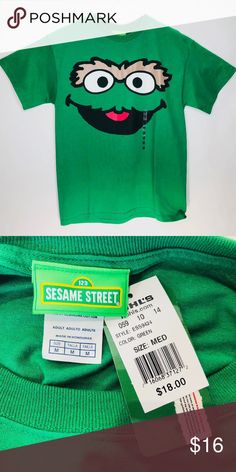 Sesame Street Oscar T Shirt Medium Green Sesame Street Official Licensed Large Oscar Face Green Graphic T-Shirt Medium Sesame Street Shirts Tees - Short Sleeve Green Relaxed Fit Top With Character Print, Casual Green T-shirt With Character Print, Green Casual T-shirt With Character Print, Green Cotton Shirt With Character Print, Sesame Street Shirts, Sesame Street Oscar, Sesame Street, Graphic T Shirt, Graphic Tshirt