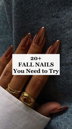 Almond Nails Trendy Fall, Fall Vegas Nails, Natural Fall Nail Designs, Ballerina Fall Nails, Dark Brown Ombre Nails, Moscow Mule Nails, Fall Season Nails Acrylic, Fall Birthday Nails, Fall Baddie Nails