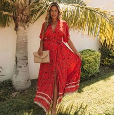 For All The Boho Babes! Taupe, White, Navy, Orange, Mocha, And Mauve Florals Adorn The Red Base Wrap Dress. Size Small Brand New With No Defects. Red Floral Print Maxi Dress For Beach Season, Fitted Red Maxi Dress For Beach Cover-up, Red Short Sleeve Beach Cover-up Dress, Red Short Sleeve Dresses For Beach Season, Fitted Red Maxi Dress For Beach Season, Holiday Floral Print Short Sleeve Maxi Dress, Holiday Floral Print Maxi Dress With Short Sleeves, Floral Print Short Sleeve Maxi Dress For Holiday, Short Sleeve Maxi Dress With Floral Print For Holiday