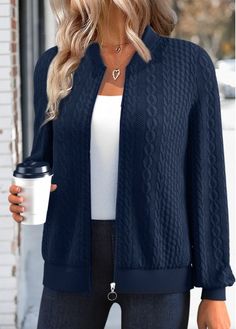 Color:Navy;Size:S;Size:M;Size:L;Size:XL;Size:XXL;Package Contents:1 X Track Jacket;Occasion:Other;Style:Casual; Elegant Dresses Plus Size, Trendy Outerwear, Cozy Tops, Plaid Tops, Outerwear Sweater, Swim Dress, Midi Dress Bodycon, New Tops, Cardigan Tops