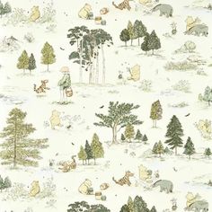 an animal themed wallpaper with trees and animals