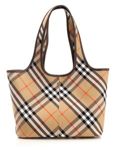 Tote bag in Check canvas from Burberry, with leather profiles, snap button inside, removable pouch. Burberry Tote Bag, Burberry Tote, Best Wallet, Scarf Jewelry, Wallet Bag, Cool Socks, Small Leather Goods, Bago, Lace Up Shoes