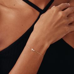 Gelin Tiny Diamond Cross Bracelet in 14K Gold – Gelin Diamond Gold Arm Band, Solid Gold Bracelet, Gold Armband, Dainty Bracelet, Tiny Diamond, Protection Bracelet, Diamond Cross, Christian Jewelry, Dainty Bracelets