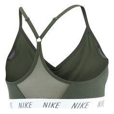 The Nike Women's Indy Dri-FIT V-Neck Sports Bra Juniper Fog/White offers easy support with adjustable straps at the front. The soft fabric is designed to be breathable on the front and back in case you get sweaty. With easily removable padding and flat bonded seams, it's effortlessly comfortable. Product Details: Tight fit for a body-hugging feel Light level of support V-Neck design Strappy racerback design Removable pads Body Fabric: 72% polyester, 28% spandex. Lining Fabric: 80% polyester, 20% Lining Fabric, Neck Designs, Soft Fabric, Dri Fit, Soft Fabrics, Nike Women, Adjustable Straps, Sports Bra, Tights