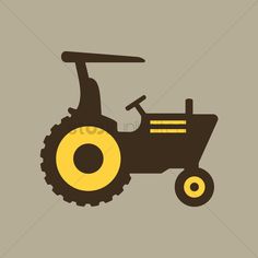 a tractor with wheels on the front and side, is shown in brown and yellow