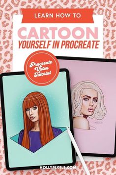 the book cover for learn how to cartoon yourself in procreate