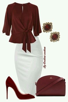 Maroon Outfits, Dress Maroon, Outfits Dress, Maroon Dress, Best Outfits, White Skirt, Professional Outfits, Business Attire