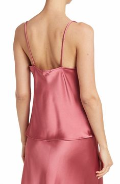 Constructed from smooth satin, a cowl-neck camisole lends elegant versatility to your date-night looks. 26" length (size S) Cowl neck Spaghetti straps Woven 97% polyester, 3% spandex Machine wash cold, line dry Made in the USA of imported materials Model stats: 5'10", 32" bust, 25" waist, 36" hip. Model is wearing size S. Satin Tank Top With Built-in Bra, Feminine Satin Sleeveless Camisole, Feminine Satin Sleeveless Tank Top, Feminine Sleeveless Satin Tank Top, Satin Camisole Top For Date Night, Sleeveless Satin Tops With Bias Cut, Feminine Satin Camisole Tank Top, Feminine Satin Cami Tank Top, Feminine Satin Camisole With Built-in Bra