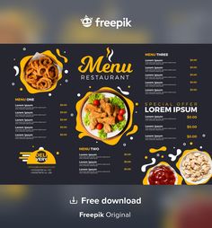 a restaurant menu with food items on it