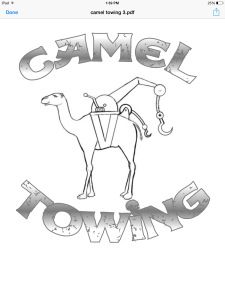 an image of a camel with the word camel town on it's back ground