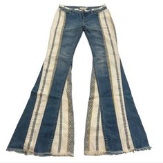 Free People Womens Danica Hippy Boho Bell Bottom Jeans Size 26 28w 33.5l Excellent Condition Color: Blue, White Measurements Taken In Flat Lay Waist: 14" Inseam: 33.5" Outseam: 42.5" Front Rise: 8.5" Back Rise: 11" Fit/Size Is (Approximate) & May Vary Based On Various Factors. Pictures Are Part Of This Items Description. Item Is Exactly As Described / Displayed In The Photographs. Please Note The Loosend Brand Tag. Please See Photos For Disclosure Of Any Possible Wear/Scuffs/Marks/Flaws Have A Question Or Want To Bundle? Please Message Anytime Before Purchasing. Thank You. Please Note: Packaging & Delivery Of All Items, & Any Potential Returns, Will Be Video Recorded / Pictures Taken Sewing Fashion, Bottom Jeans, Free People Jeans, Bell Bottom, Brand Tags, Flat Lay, Bell Bottom Jeans, Jeans Size, Blue White