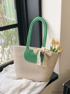 BagForLove - Chic Resort Tote Bag Adorned with Twilly Scarf - Exude Elegance Product Description Color Green Strap Type Double Handle Bag Size Large Pattern Type Plain Type Shoulder Tote Bag Style Fashionable Closure Type No-closure Material Paper Size Chart INCH CM Bag Length Bag Width Bag Height Handle Height 15.7 inch 3.9 inch 9.8 inch 9.4 inch Bag Length Bag Width Bag Height Handle Height 40 cm 10 cm 25 cm 24 cm Details Pictures Similar Products h2 { text-align: center; } /* æ¢è¡ */ li{ white-space: normal; word-break: break-all; word-wrap: break-word; } .red-box { width: 100%; display: flex; flex-direction: row; flex-wrap: wrap; justify-content: center; } .red-box > div { width: 190px; height: 250px; margin: 10px; } .red-box > div > a > img { width: 190px; height: 250px; } .size-box Green Handheld Canvas Bag With Large Capacity, Green Handheld Crochet Bag For Beach, Green Handheld Crochet Bag For Summer, Green Handheld Shoulder Bag For Vacation, Green Handheld Beach Bag, Handheld Green Beach Bag, Green Double Handle Canvas Bag For Summer, Green Double Handle Summer Bag, Green Handheld Bag For Summer