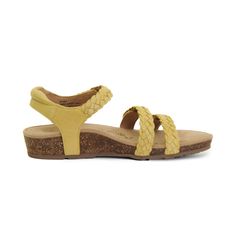 Casual Sandals With Adjustable Woven Leather, Casual Braided Open Toe Sandals, Casual Sandals With Woven Leather And Adjustable Fit, Casual Adjustable Woven Leather Sandals, Adjustable Braided Open Toe Sandals, Adjustable Strappy Comfortable Sandals, Strappy Sport Sandals With Arch Support For Vacation, Adjustable Strappy Footbed Sandals With Arch Support, Casual Strappy Footbed Sandals With Arch Support