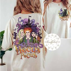 Hocus Pocus Sanderson Sisters Double Sided T-shirt, Disney Halloween Sided T-shirt Hocus Pocus Shirt Ideas, Hermanas Sanderson, Gary Anderson, Hocus Pocus Disney, Hocus Pocus Sanderson Sisters, Sanderson Sisters Hocus Pocus, Disney World Shirts, Sanderson Sisters, Holiday Shirt